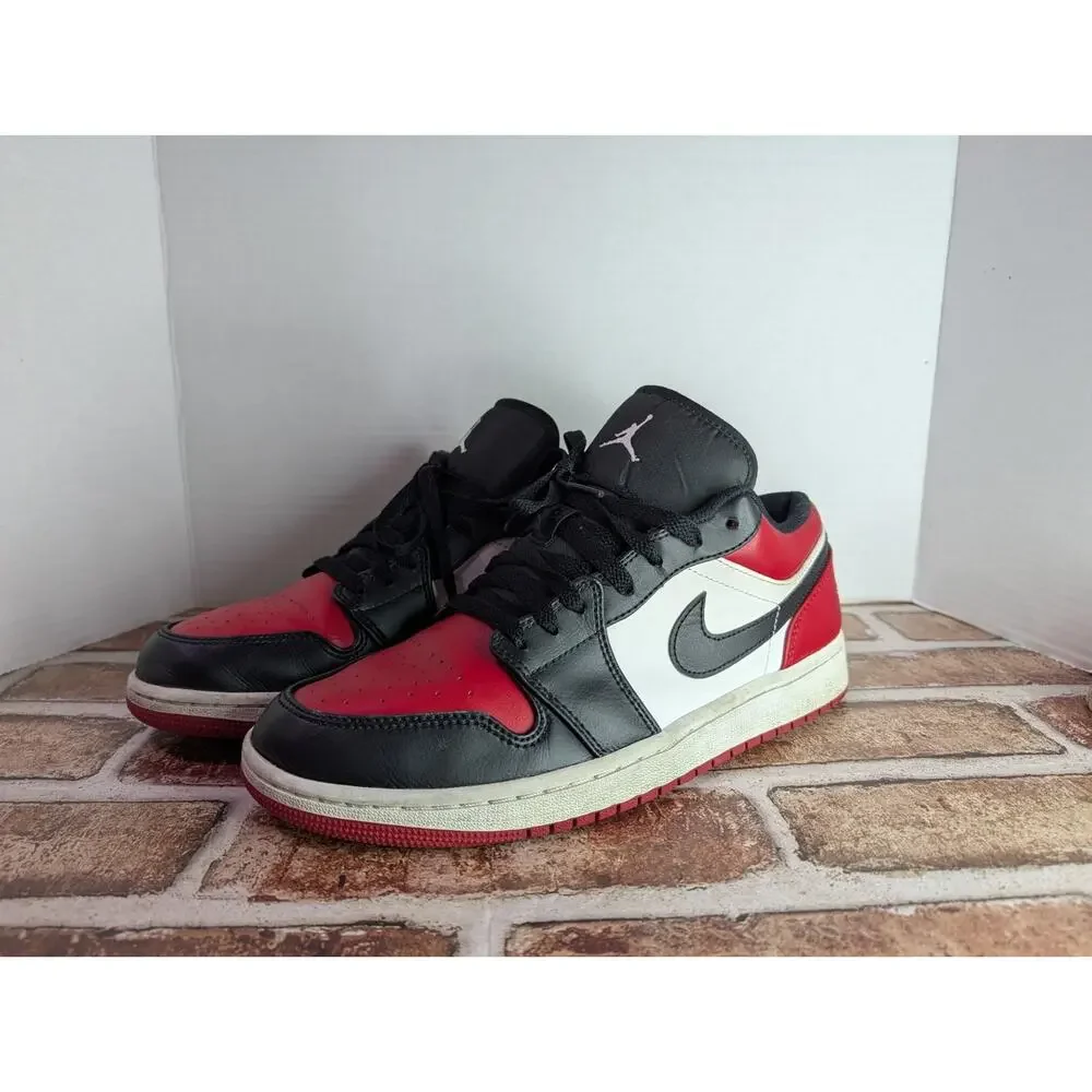 Jordan Air Jordan 1 Low Bred Toe Black Red White Men's Athletic Sneakers Size 9
